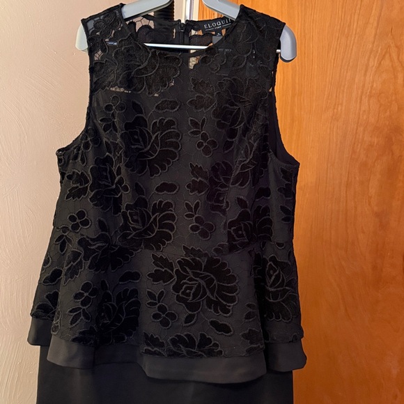 Eloquii Dresses & Skirts - Eloquii Black velvet Floral Lace Sleeveless dress. Size 16. Great condition.
